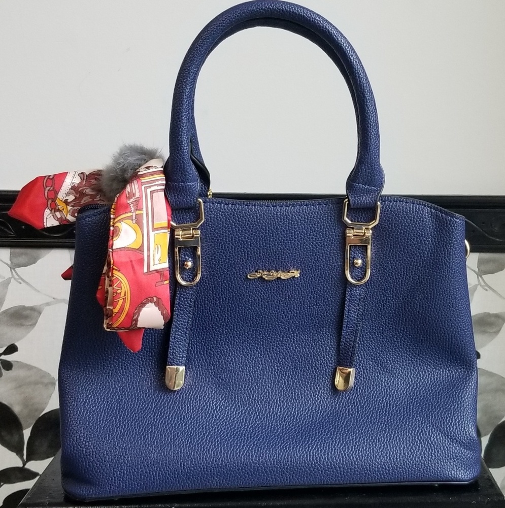 XYH small blue faux leather handbag